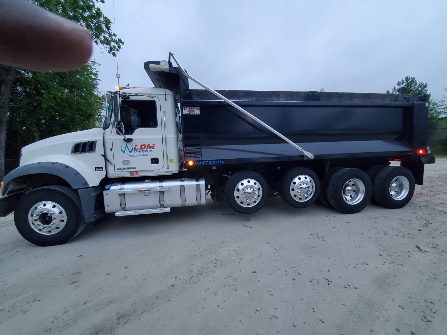 White LDM Transport dump truck
